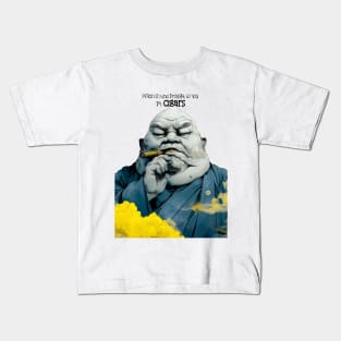 Puff Sumo: Peace of Mind Brought to you by Cigars on a light (Knocked out) background Kids T-Shirt